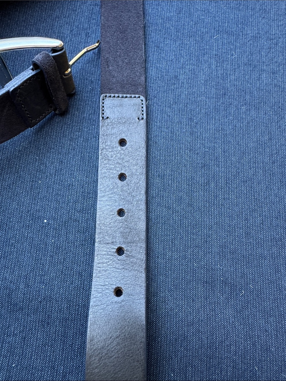 Navyboot Navy Blue Genuine Leather Belt Handmade in Italy Size 85 - Picture 9 of 10